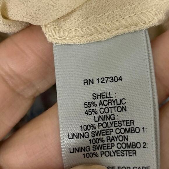 John Mark Beige Open Knit Floral Layered Ruffle Hem Sweater XL Boho Cottagecore - Picture 10 of 11